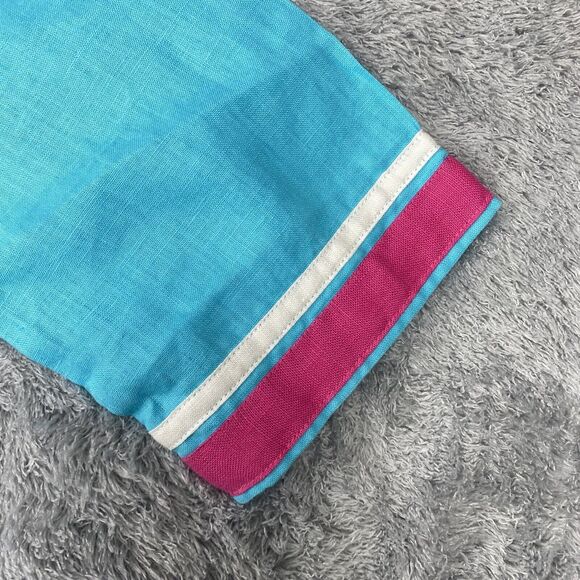 Guru NYC Tunic Shirt Women Medium Blue Pink European Linen - Picture 8 of 13
